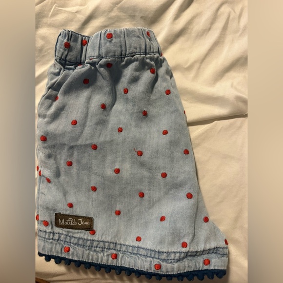 Matilda Jane Cameron Chambray Soft Denim Shorts Red Polka Dot Girl’s Size 6 - Picture 7 of 8
